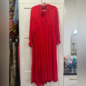 Maeve for Anthropologie Multi Tier Red Dress